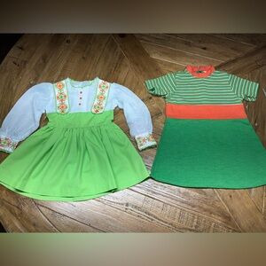 2 vintage girls dresses 💚 🧡 Sears size 4 and JC Penney (Carol Evans) size 5